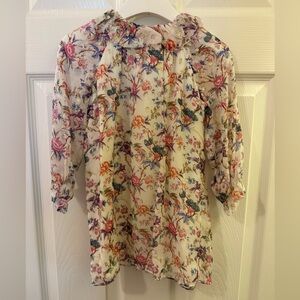 Bonpoint Floral Cream Long-Sleeve Dress